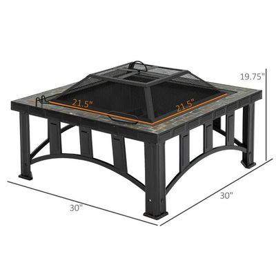 Backyard Patio Garden Bonfire Camping Fire Pit with Ice Bucket and Charcoal BBQ Grill