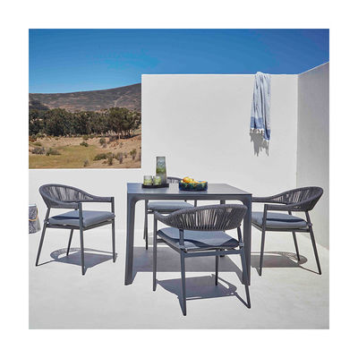 Stylish Outdoor Dining Set with Metal Frame and Rope Weave Armchair L 57 x W60 x H74cm