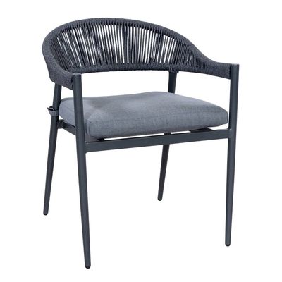 Stylish Outdoor Dining Set with Metal Frame and Rope Weave Armchair L 57 x W60 x H74cm