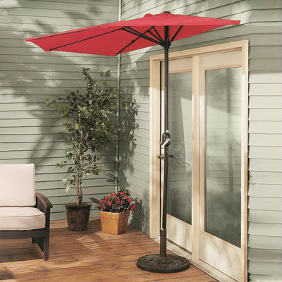 Bistro Outdoor Garden Patio Hand Crank Lift Umbrella 9*4.5*7.87 FT Half Round Sun Shade