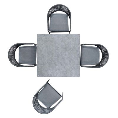 Stylish Outdoor Dining Set with Metal Frame and Rope Weave Armchair L 57 x W60 x H74cm