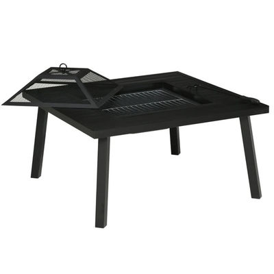 Relax in Style Square Ceramic Wood Burning Fire Pit Table for Backyard Patio Garden Camping