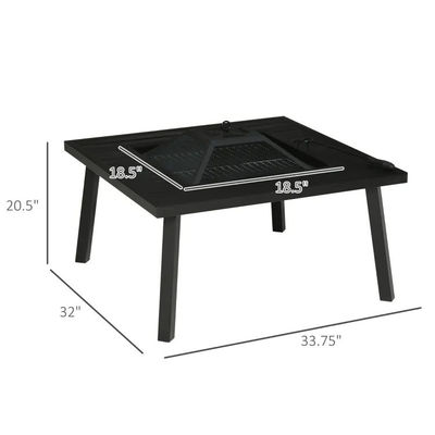 Relax in Style Square Ceramic Wood Burning Fire Pit Table for Backyard Patio Garden Camping