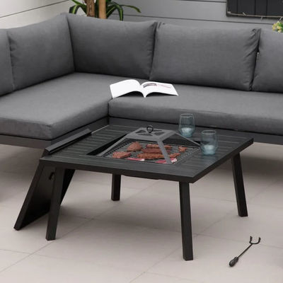 Relax in Style Square Ceramic Wood Burning Fire Pit Table for Backyard Patio Garden Camping