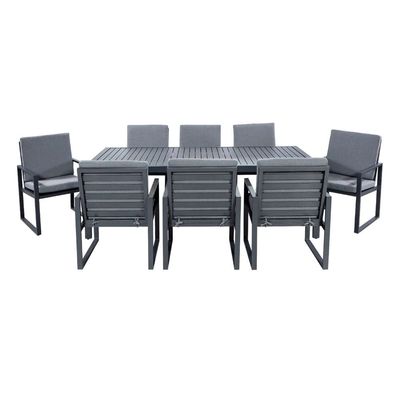 Metal Dining Armchair and Dining Table Set for 8 Seating in Villa Outdoor Dining