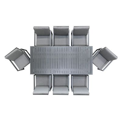 Metal Dining Armchair and Dining Table Set for 8 Seating in Villa Outdoor Dining