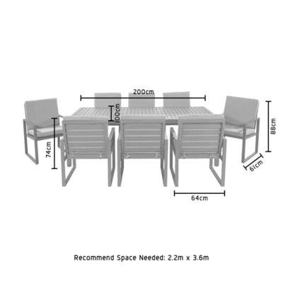 Metal Dining Armchair and Dining Table Set for 8 Seating in Villa Outdoor Dining