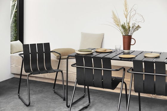 Metal Steel Garden Chair Set with Minimalist Design Plastic Wood Armchair by AJUNION