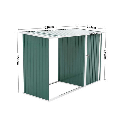 AJUNION Outdoor Firewood Log Storage Shed with Lockable Steel Protect Your Garden Tools