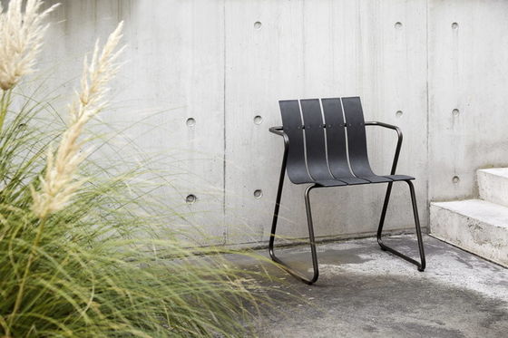 Metal Steel Garden Chair Set with Minimalist Design Plastic Wood Armchair by AJUNION