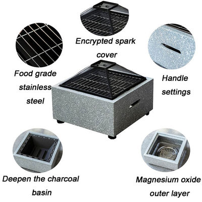 3 in 1 Square Wood Burning Firepit Charcoal BBQ Grill Table Combo for Outdoor Product