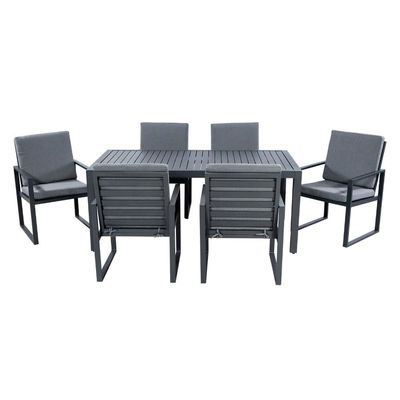 Mail Packing Included AJUNION Aluminum Metal Outdoor Dining Furniture Set for 6 Seating