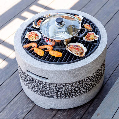 Outdoor Backyard Patio Garden Fire Pit with Artificial Stone and Charcoal BBQ Grills