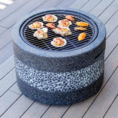 Outdoor Backyard Patio Garden Fire Pit with Artificial Stone and Charcoal BBQ Grills