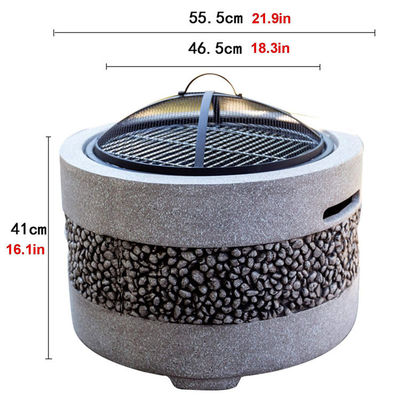 Outdoor Backyard Patio Garden Fire Pit with Artificial Stone and Charcoal BBQ Grills