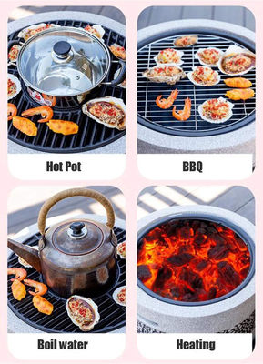 Outdoor Backyard Patio Garden Fire Pit with Artificial Stone and Charcoal BBQ Grills