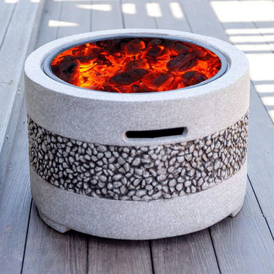Outdoor Backyard Patio Garden Fire Pit with Artificial Stone and Charcoal BBQ Grills