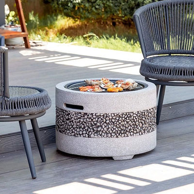 Outdoor Backyard Patio Garden Fire Pit with Artificial Stone and Charcoal BBQ Grills
