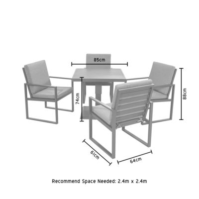 Adjustable Height Outdoor Dining Table with Armchair AJUNION Modern Aluminum Patio Set