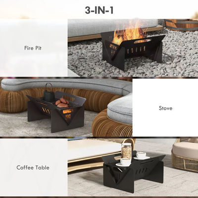 Quick Assembly Coffee Table Firepit for Outdoor Backyard Patio Garden Bonfire Camping