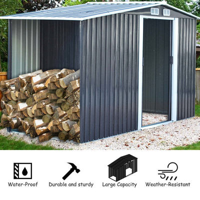 Easy-to-Assemble AJUNION Metal Garden Shed for Outdoor Storage and Firewood Solutions