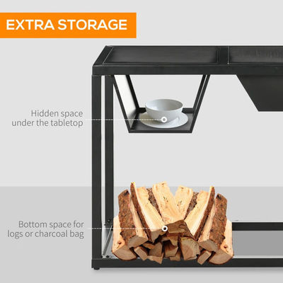 Outdoor Garden 4-in-1 Metal Wood Burning Firepit Ice Bucket Cooler Charcoal BBQ Grill