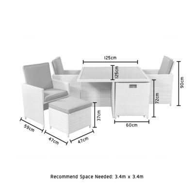 AJUNION PE Rattan Outdoor Dining Furniture Set for 4 Seating Compact Garden Furniture