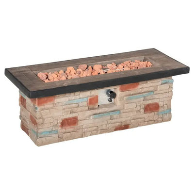 Outdoor Backyard Patio Garden Camping Propane Gas Fire Pit Table with Faux Ledge Stone