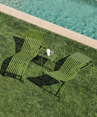 Outdoor Metal Chaise Lounger and Side Table Set for Relaxation L164.5 x W65.5 x H70cm