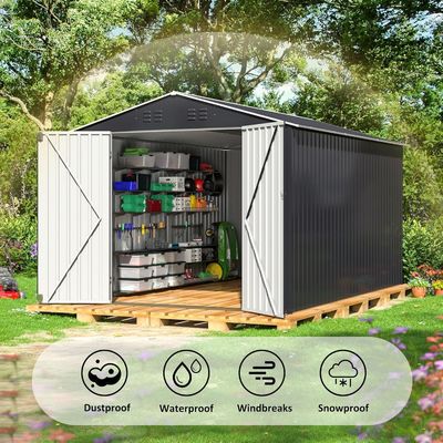 Waterproof 8 x 12 FT Metal Garden Shed with 4 Vents and Durable Design from AJUNION
