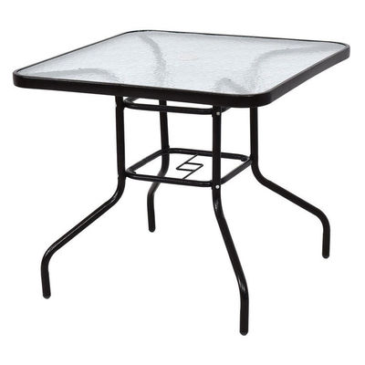 Balcony Garden Leisure Furniture Metal Tempered Glass Square Round Coffee Dining Table