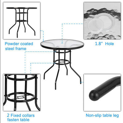 Balcony Garden Leisure Furniture Metal Tempered Glass Square Round Coffee Dining Table