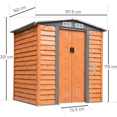 AJUNION Modern Design Metal Storage Shed for Sheds Storage 55.5kg Wood Grain Effect