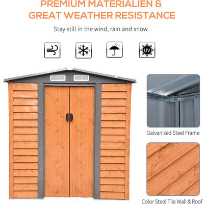 AJUNION Modern Design Metal Storage Shed for Sheds Storage 55.5kg Wood Grain Effect