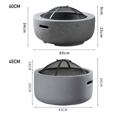 White 3 in 1 Round Wood Burning Firepit Charcoal BBQ Grill Table Artificial Stone Fire Pit with Customized Logo