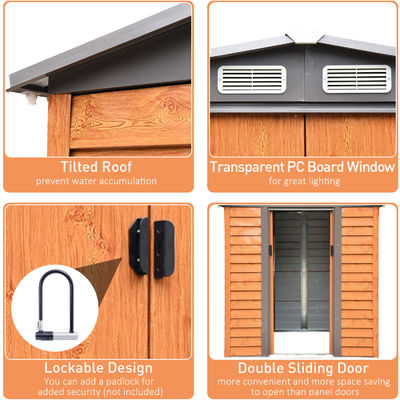 AJUNION Modern Design Metal Storage Shed for Sheds Storage 55.5kg Wood Grain Effect