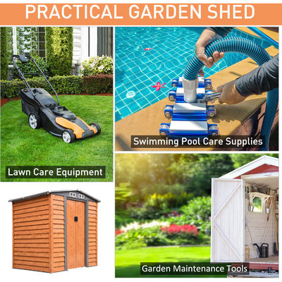 AJUNION Modern Design Metal Storage Shed for Sheds Storage 55.5kg Wood Grain Effect