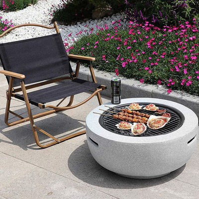 White 3 in 1 Round Wood Burning Firepit Charcoal BBQ Grill Table Artificial Stone Fire Pit with Customized Logo