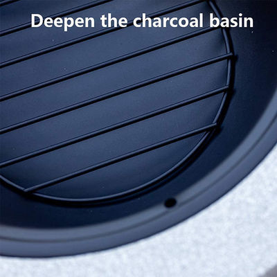3 in 1 Round Wood Burning Firepit Charcoal BBQ Grill Table for Metal Outdoor Backyard