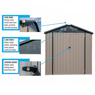Metal Type Steel Storage Shed for Backyard AJUNION 6x4 Outdoor Galvanized Tools House