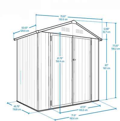 Metal Type Steel Storage Shed for Backyard AJUNION 6x4 Outdoor Galvanized Tools House