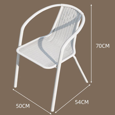 Outdoor Restaurant Balcony Cafe Patio Garden Set Rattan Chair and Small White Square Table