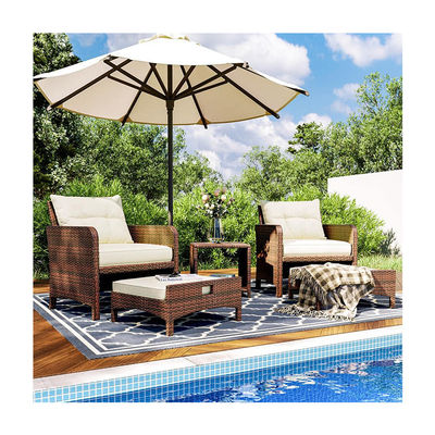 27.95 x 26.38 x 29.53 in. AJUNION 5-Piece Rattan Outdoor Patio Chairs with Ottomans