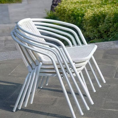 Outdoor Restaurant Balcony Cafe Patio Garden Set Rattan Chair and Small White Square Table