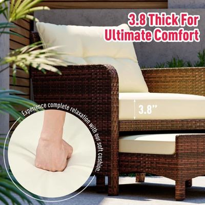 27.95 x 26.38 x 29.53 in. AJUNION 5-Piece Rattan Outdoor Patio Chairs with Ottomans