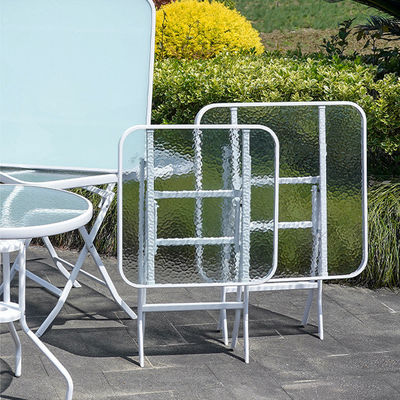 Outdoor Restaurant Balcony Cafe Patio Garden Set Rattan Chair and Small White Square Table