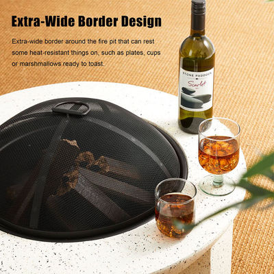 Outdoor Product 3 in 1 Round Wood Burning Firepit Charcoal BBQ Grill Table for Bonfire Party