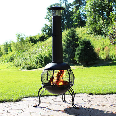 Outdoor Patio Backyard Garden Camping Steel Wood Burning Firepit with Rain Cap Poker Black