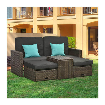AJUNION 5 Piece Outdoor PE Rattan Furniture Set with Corner Chair Weight Capacity 352lbs