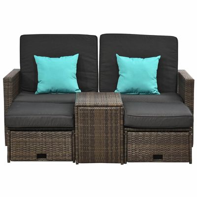 AJUNION 5 Piece Outdoor PE Rattan Furniture Set with Corner Chair Weight Capacity 352lbs